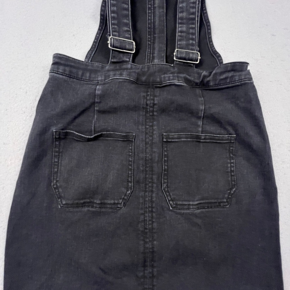 Sky and Sparrow Overall Dress Womens Small Black Denim Button Front Raw Hem Boho - Picture 8 of 11